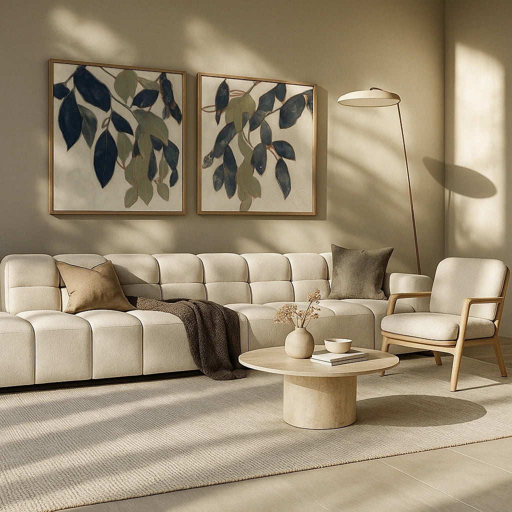 Entwined Leaves II - Natural Canvas