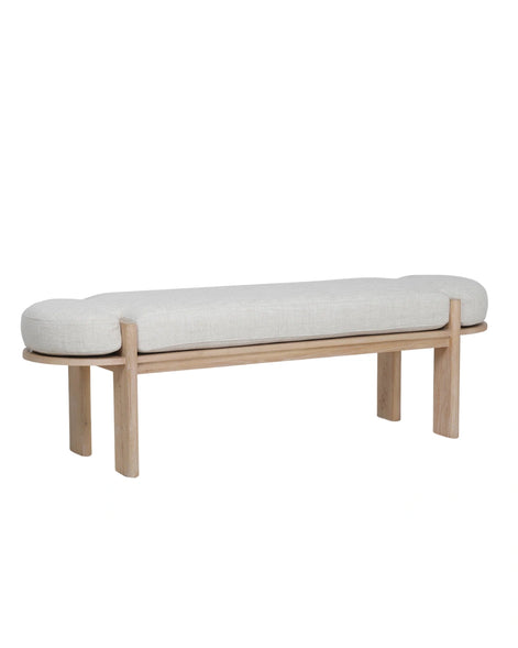 Sebastian Light Natural Elm Bench - Natural Linen