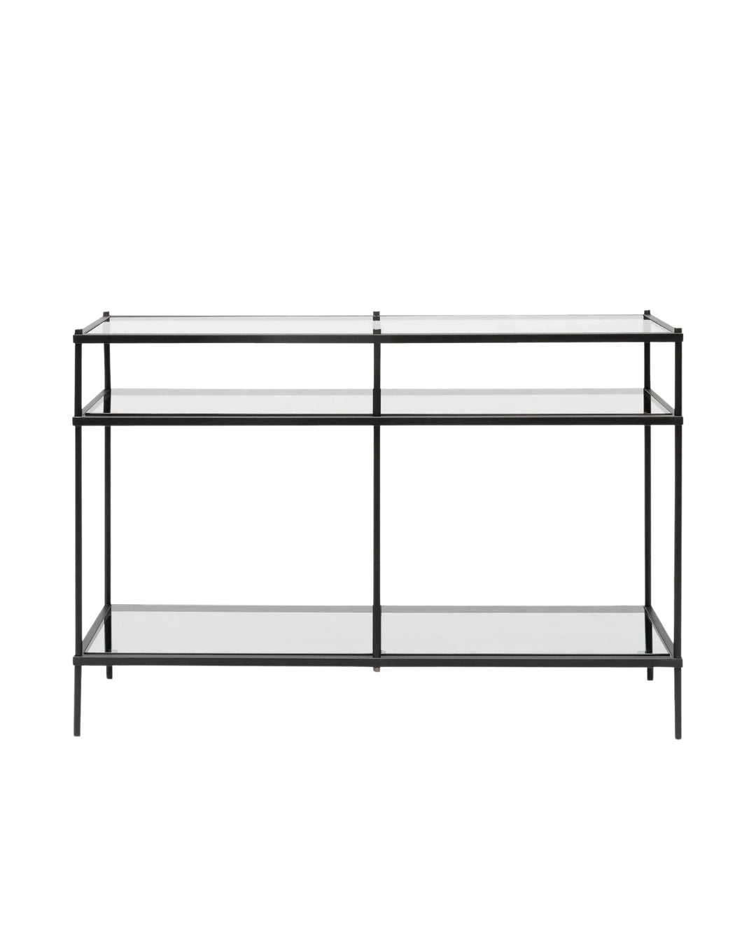 Amalia Black Console - Grey Glass Shelves