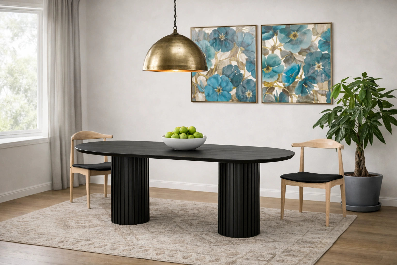 Blue and Gold Poppies I – Natural Canvas
