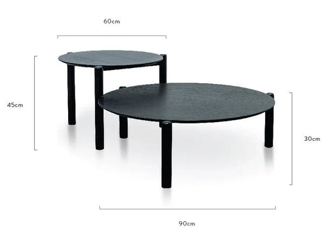 Unity Oak Nested Coffee Tables - Black