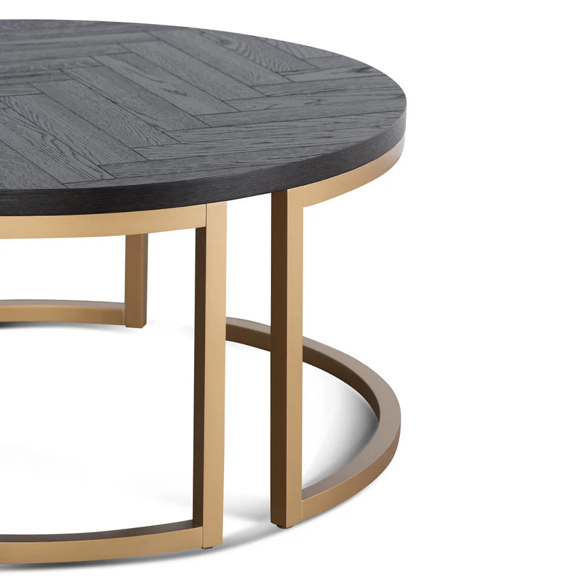 Denise Round Coffee Table - Peppercorn and Brass