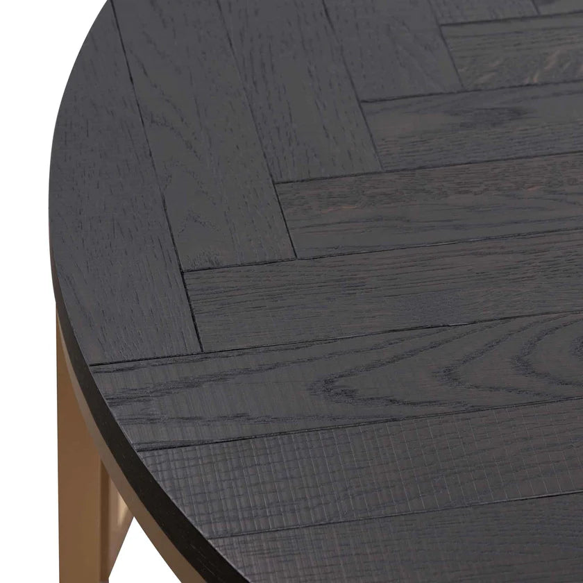 Denise Round Coffee Table - Peppercorn and Brass