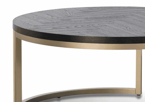 Denise Round Coffee Table - Peppercorn and Brass