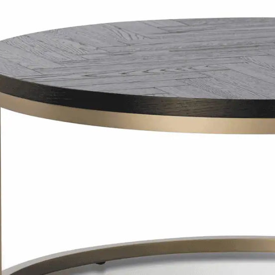 Denise Round Coffee Table - Peppercorn and Brass