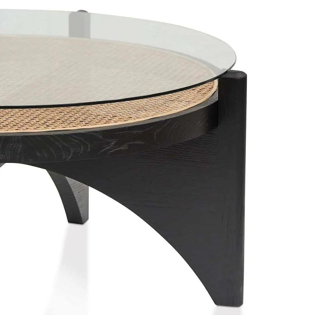 Lara Round Glass Coffee Table - Black