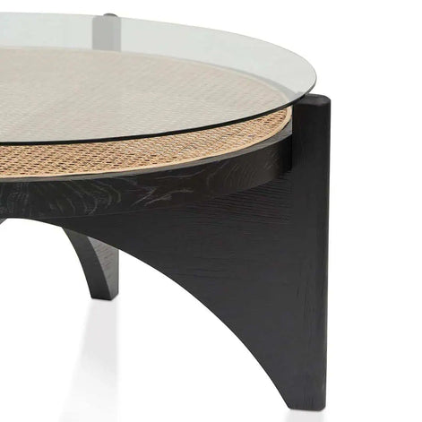 Lara Round Glass Coffee Table - Black