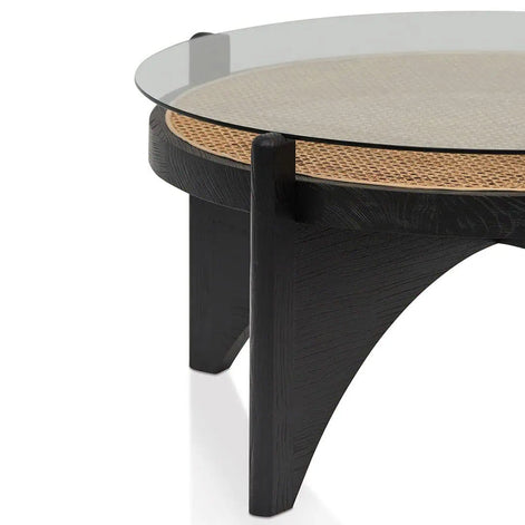 Lara Round Glass Coffee Table - Black