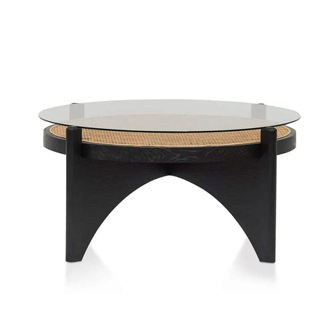 Lara Round Glass Coffee Table - Black