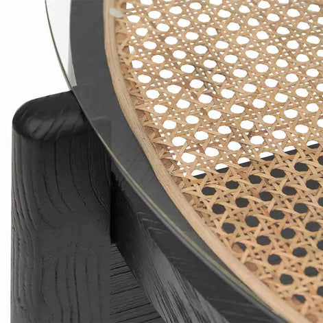 Lara Round Glass Coffee Table - Black