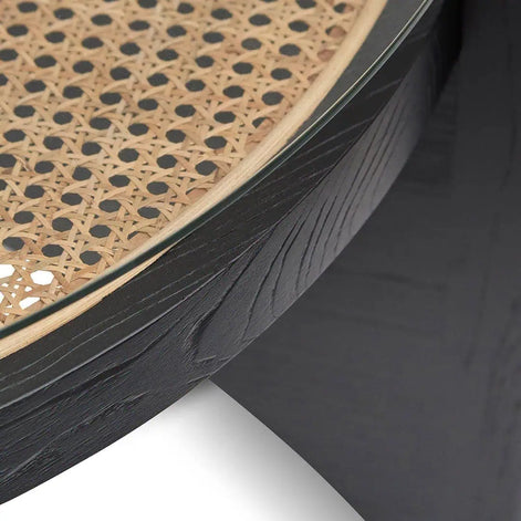 Lara Round Glass Coffee Table - Black