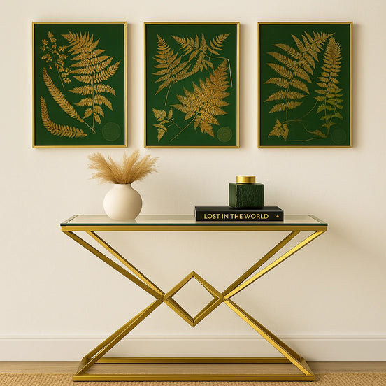 Gilded Ferns III – Natural Canvas