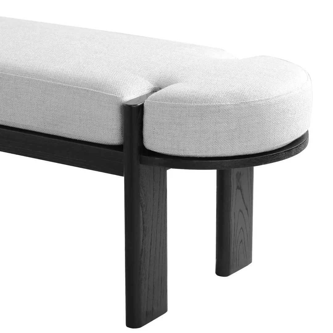 Sebastian Elm Bench - Black/Natural Linen