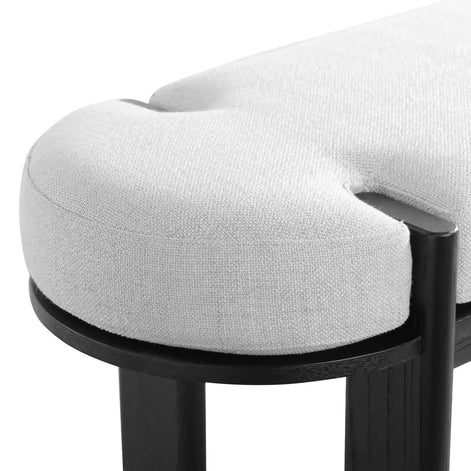 Sebastian Elm Bench - Black/Natural Linen