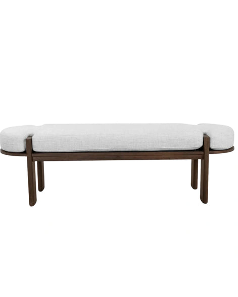 Sebastian Elm Bench -  Walnut/Natural Linen