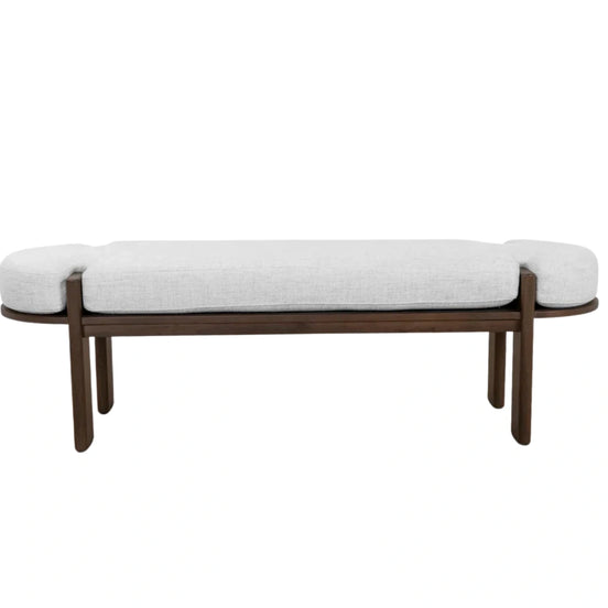 Sebastian Elm Bench -  Walnut/Natural Linen