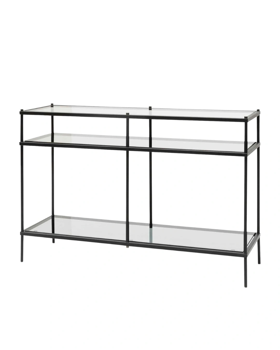 Amalia Black Console - Grey Glass Shelves