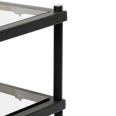 Amalia Black Console - Grey Glass Shelves