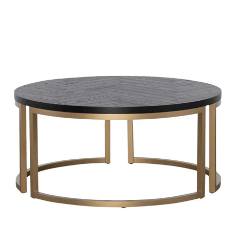 Denise Round Coffee Table - Peppercorn and Brass