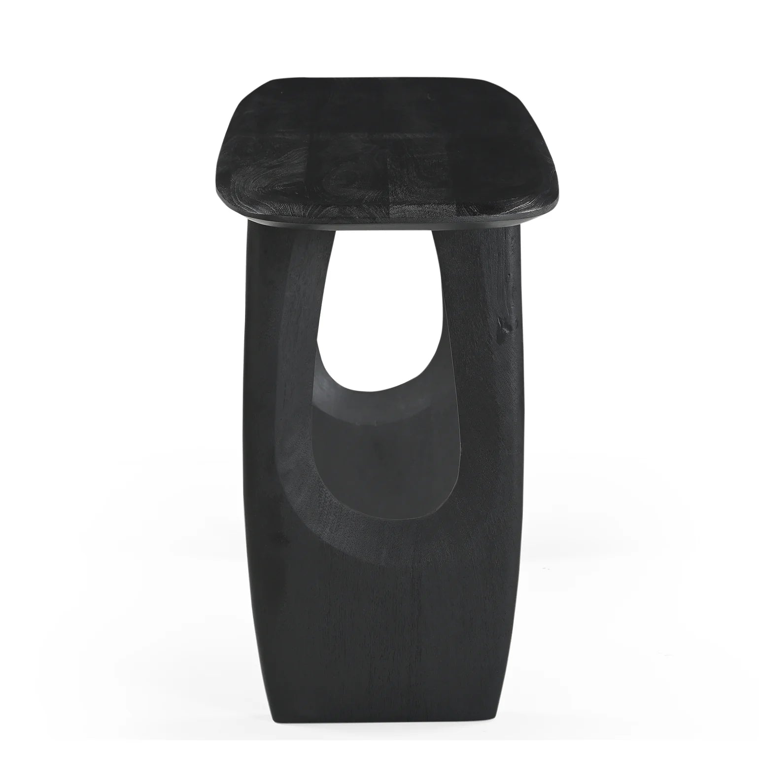 Black stool with a unique design on a white background