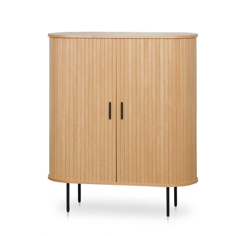 Wooden cabinet with two doors on a white background