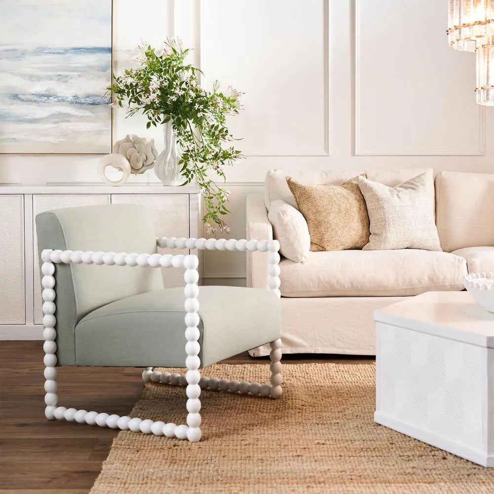 Santiago Oak Armchair - White/Seafoam