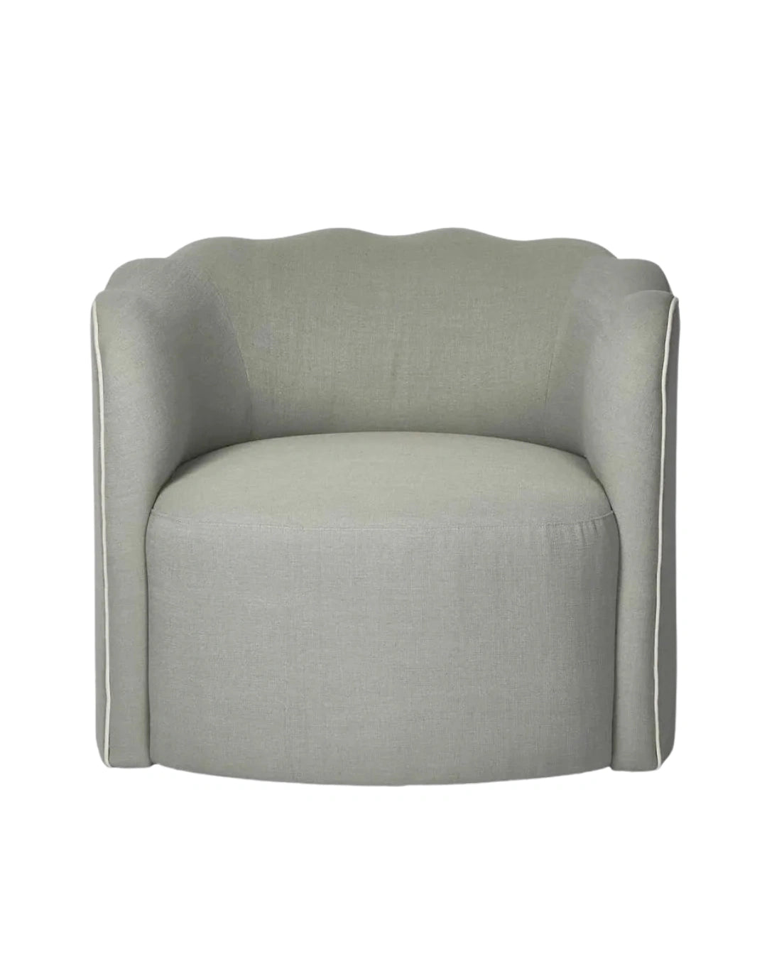 Camille Scallop Armchair Seafoam with White Piping