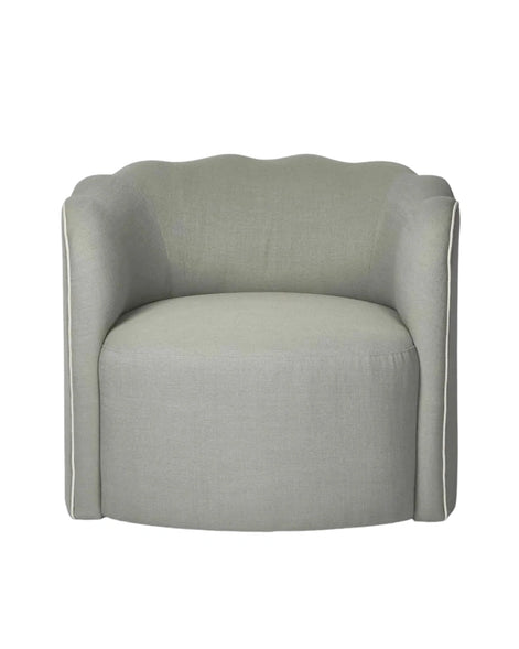 Camille Scallop Armchair Seafoam with White Piping