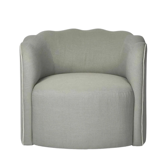 Camille Scallop Armchair Seafoam with White Piping