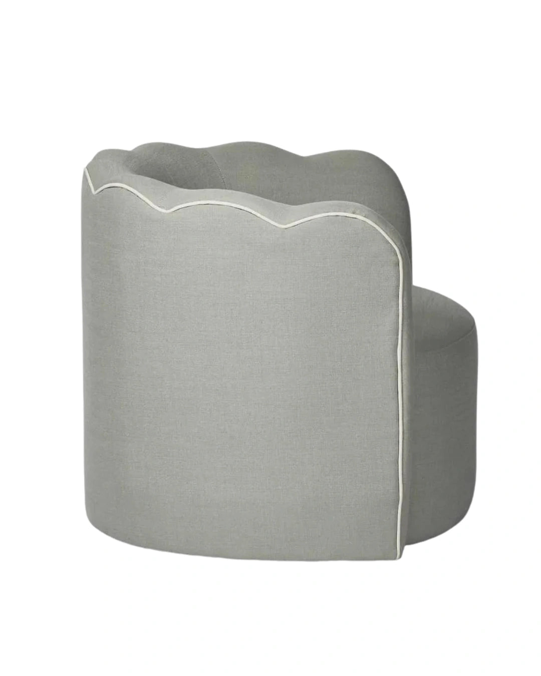 Camille Scallop Armchair Seafoam with White Piping