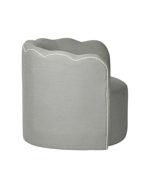 Camille Scallop Armchair Seafoam with White Piping