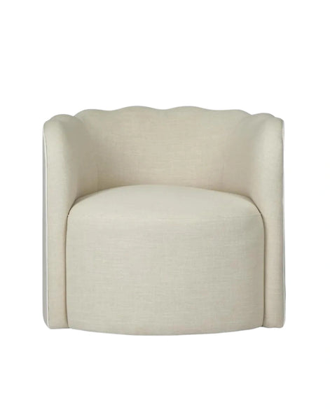 Camille Scallop Armchair Natural with White Piping