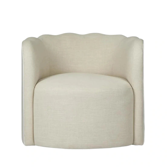 Camille Scallop Armchair Natural with White Piping