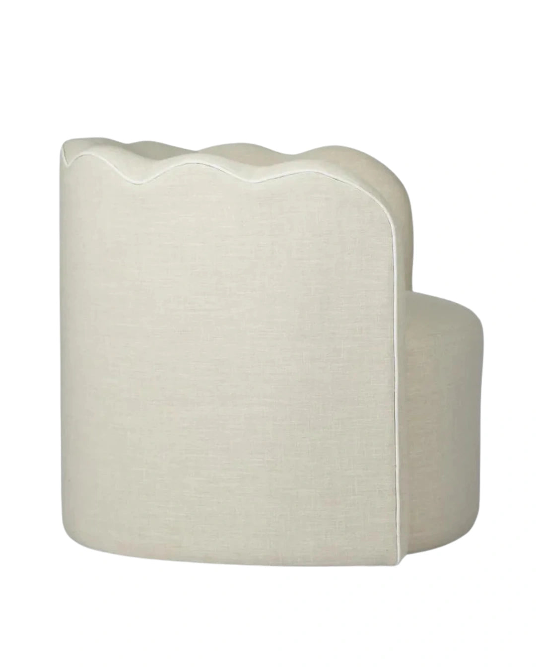 Camille Scallop Armchair Natural with White Piping