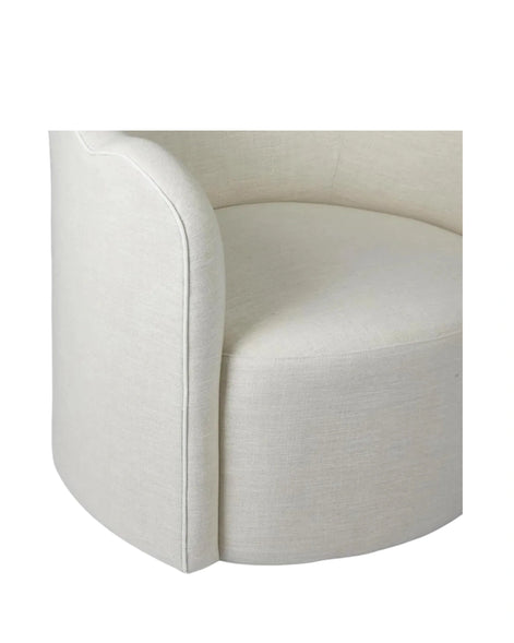 Camille Scallop Armchair Natural with White Piping