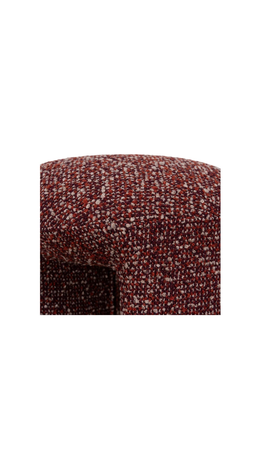 Red textured ottoman with a unique geometric shape modern design