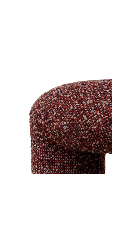 Red textured ottoman with a unique geometric shape modern design