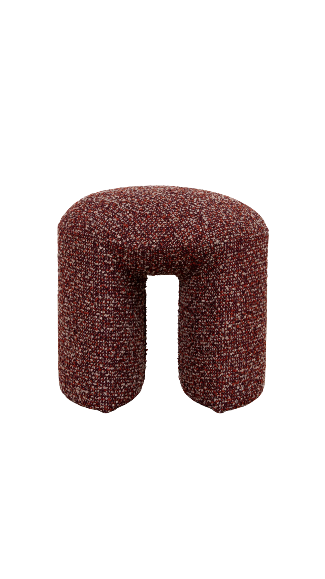 Red textured ottoman with a unique geometric shape modern design