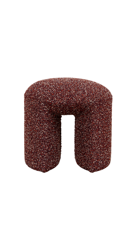 Red textured ottoman with a unique geometric shape modern design