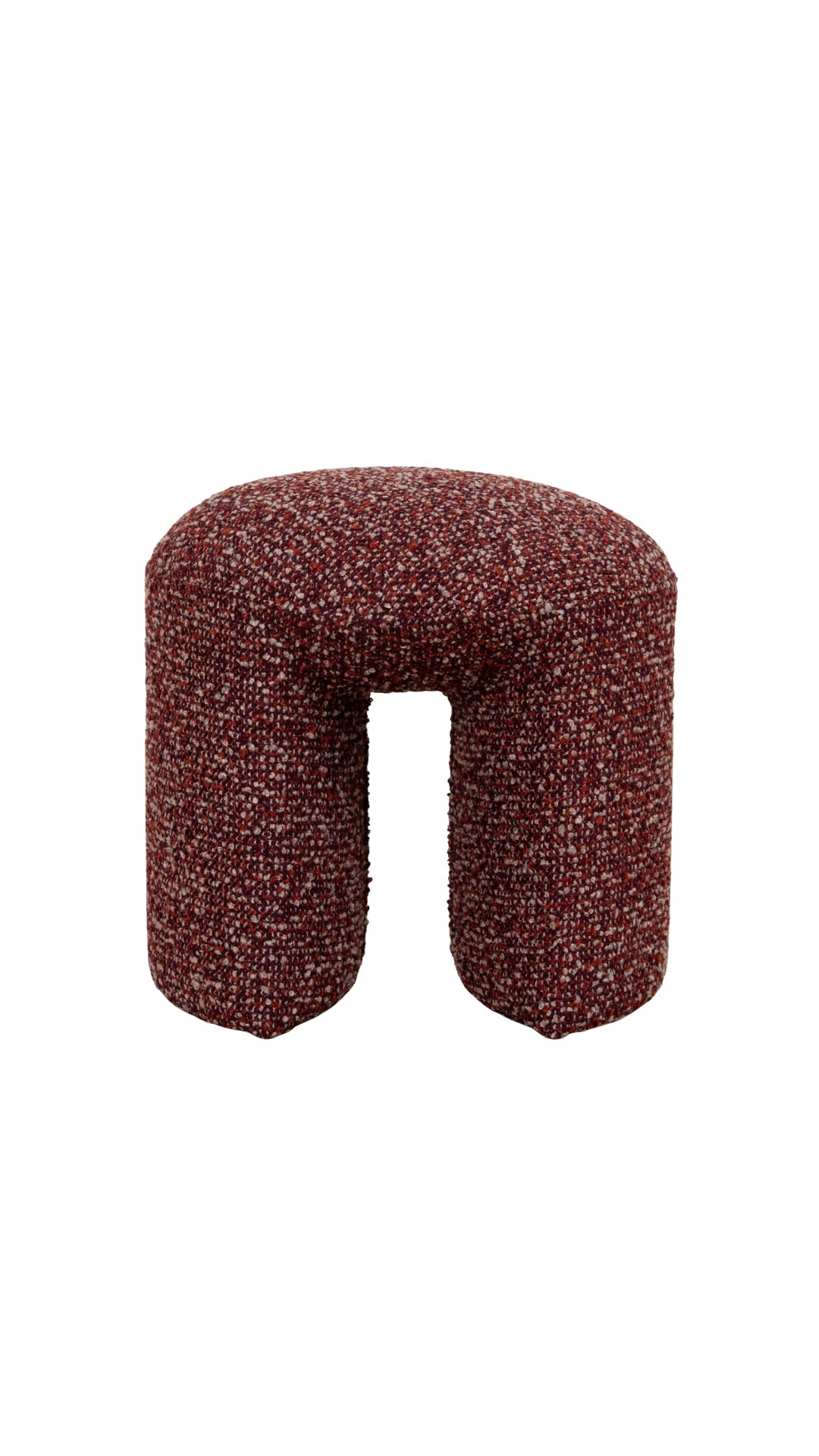 Red textured ottoman with a unique geometric shape modern design