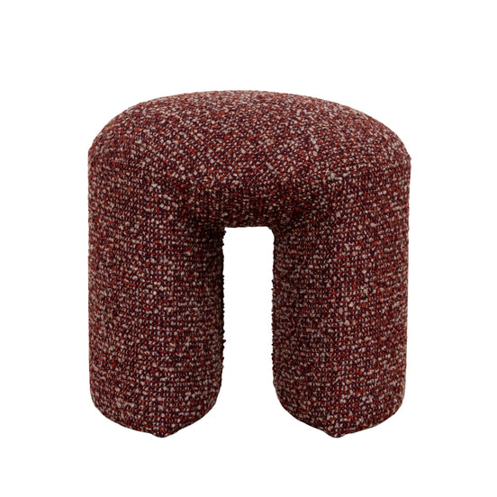 Red textured ottoman with a unique geometric shape modern design