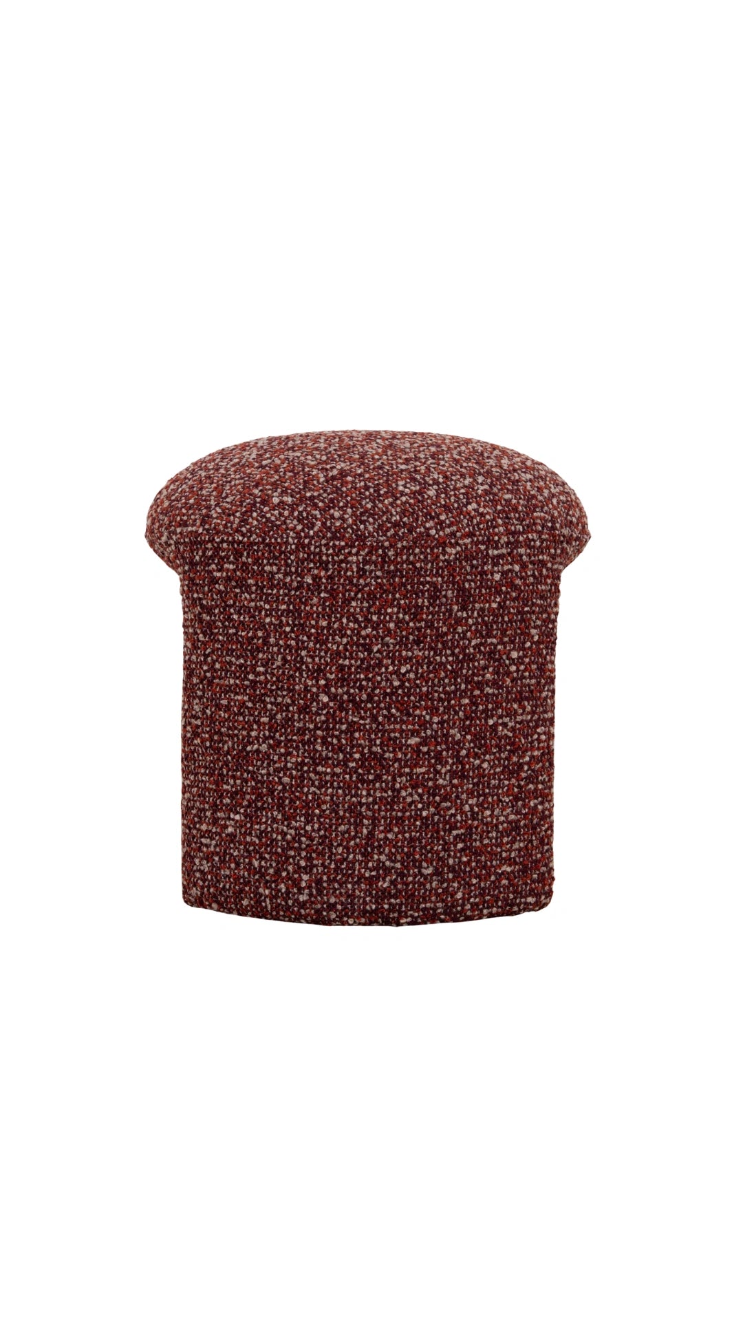 Red textured ottoman with a unique geometric shape modern design