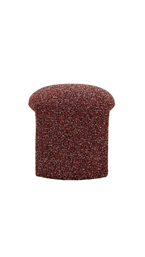 Red textured ottoman with a unique geometric shape modern design
