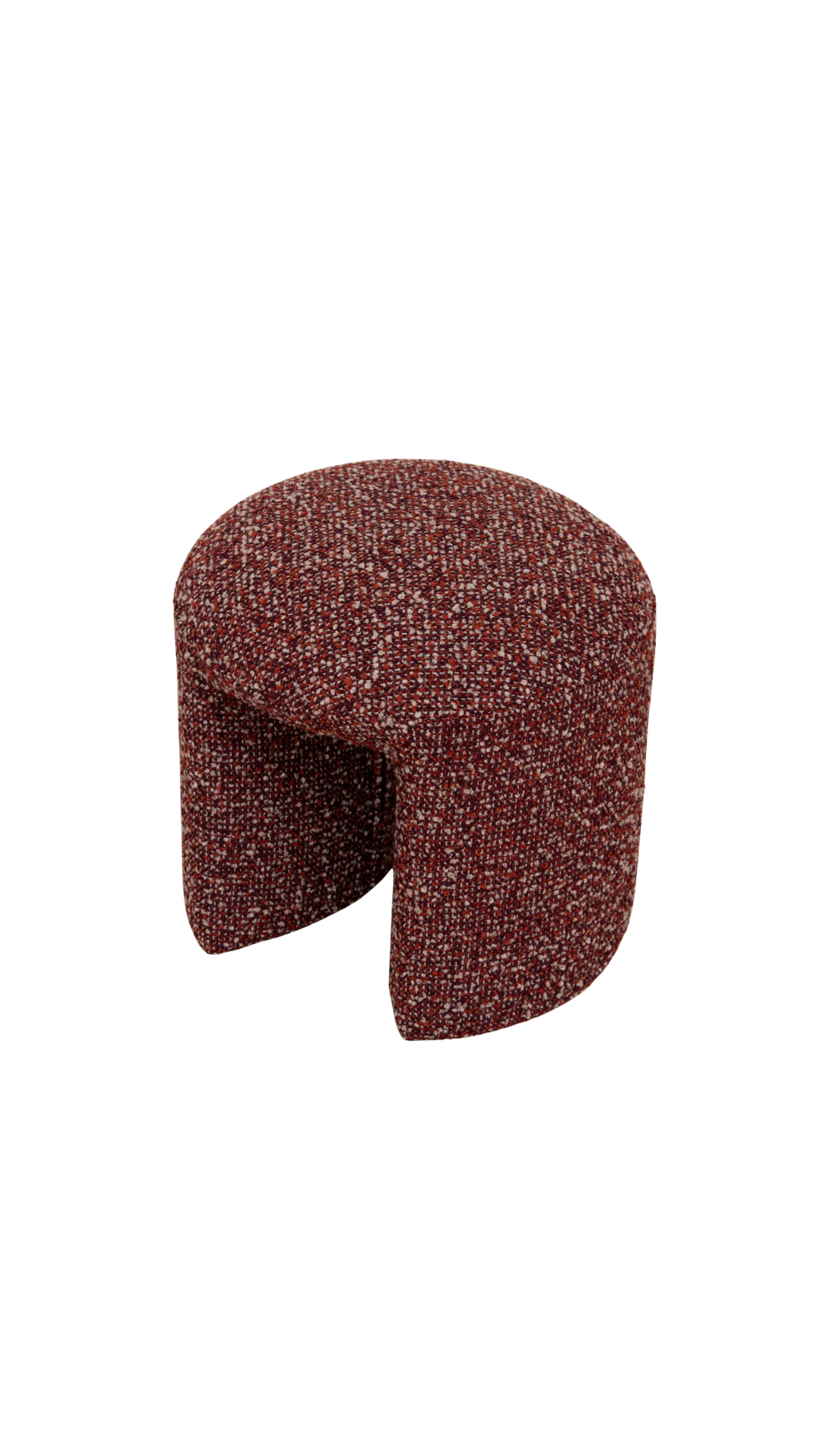 Red textured ottoman with a unique geometric shape modern design