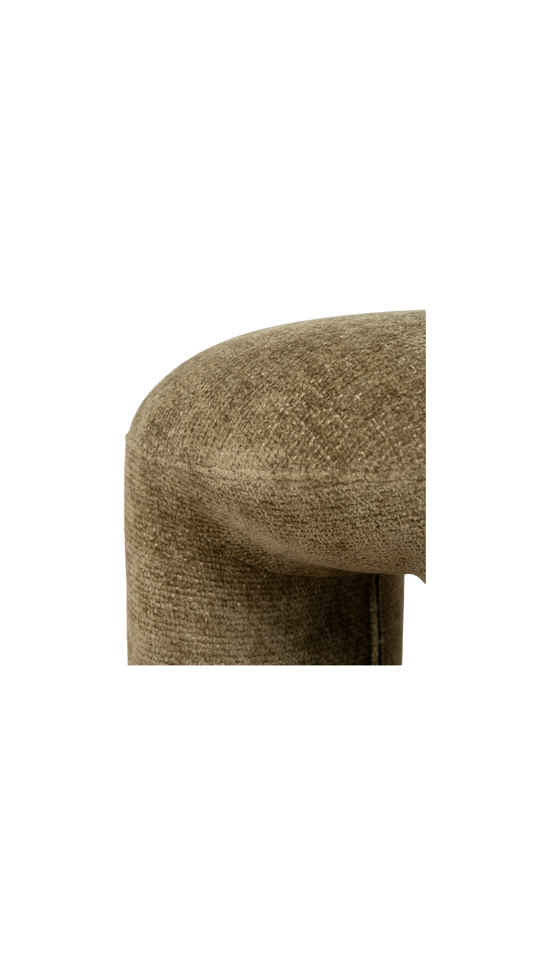 Olive textured ottoman with a unique geometric shape modern design