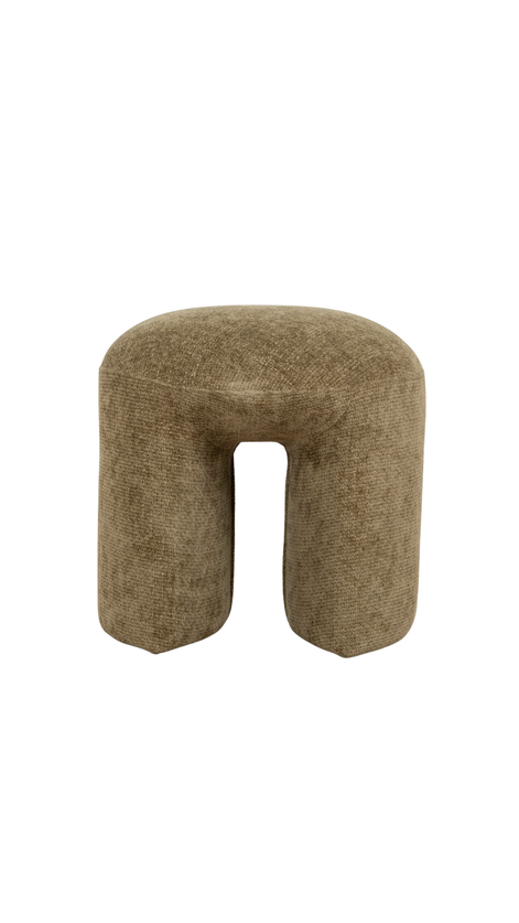 Olive textured ottoman with a unique geometric shape modern design