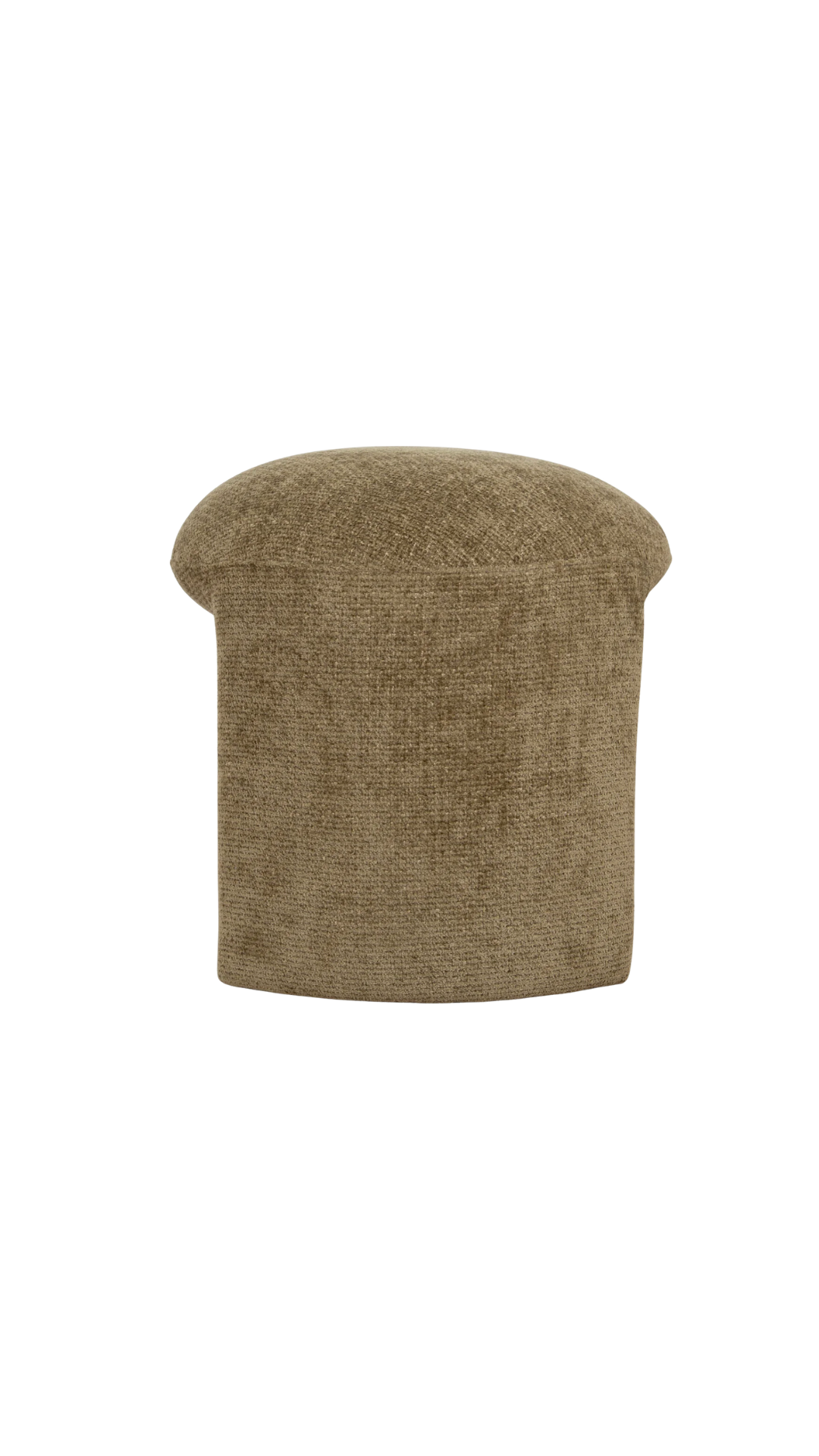 Olive textured ottoman with a unique geometric shape modern design