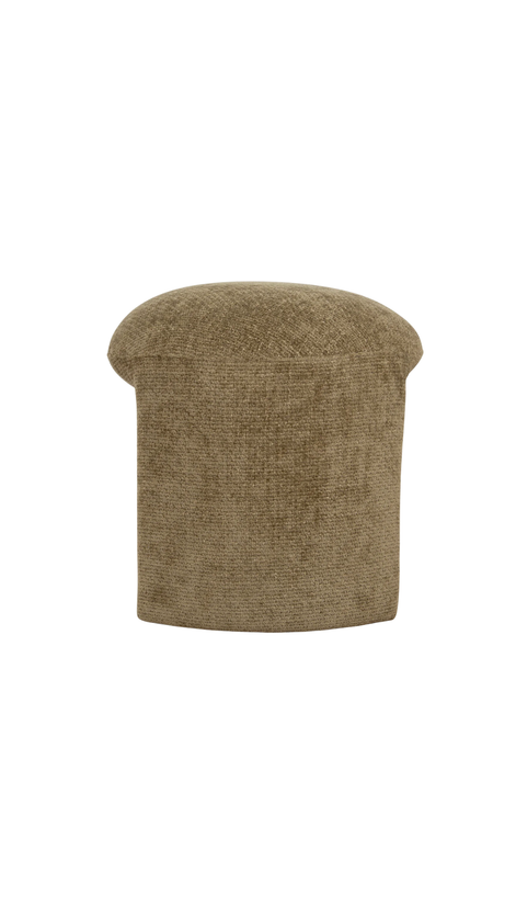 Olive textured ottoman with a unique geometric shape modern design