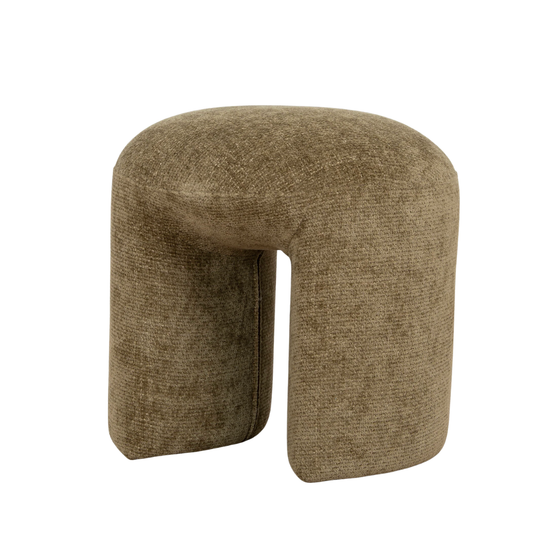 Olive textured ottoman with a unique geometric shape modern design