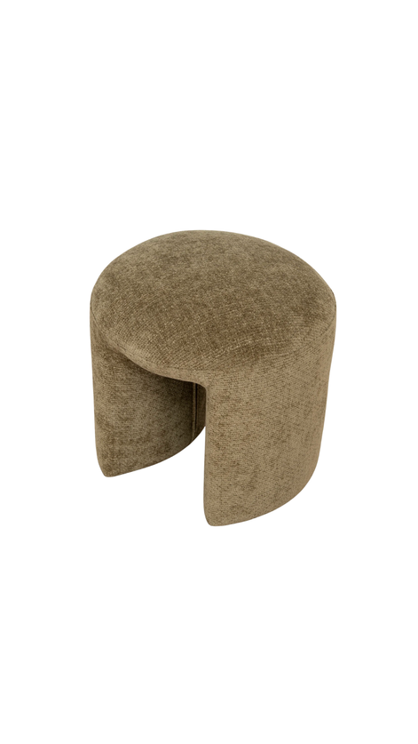 Olive textured ottoman with a unique geometric shape modern design
